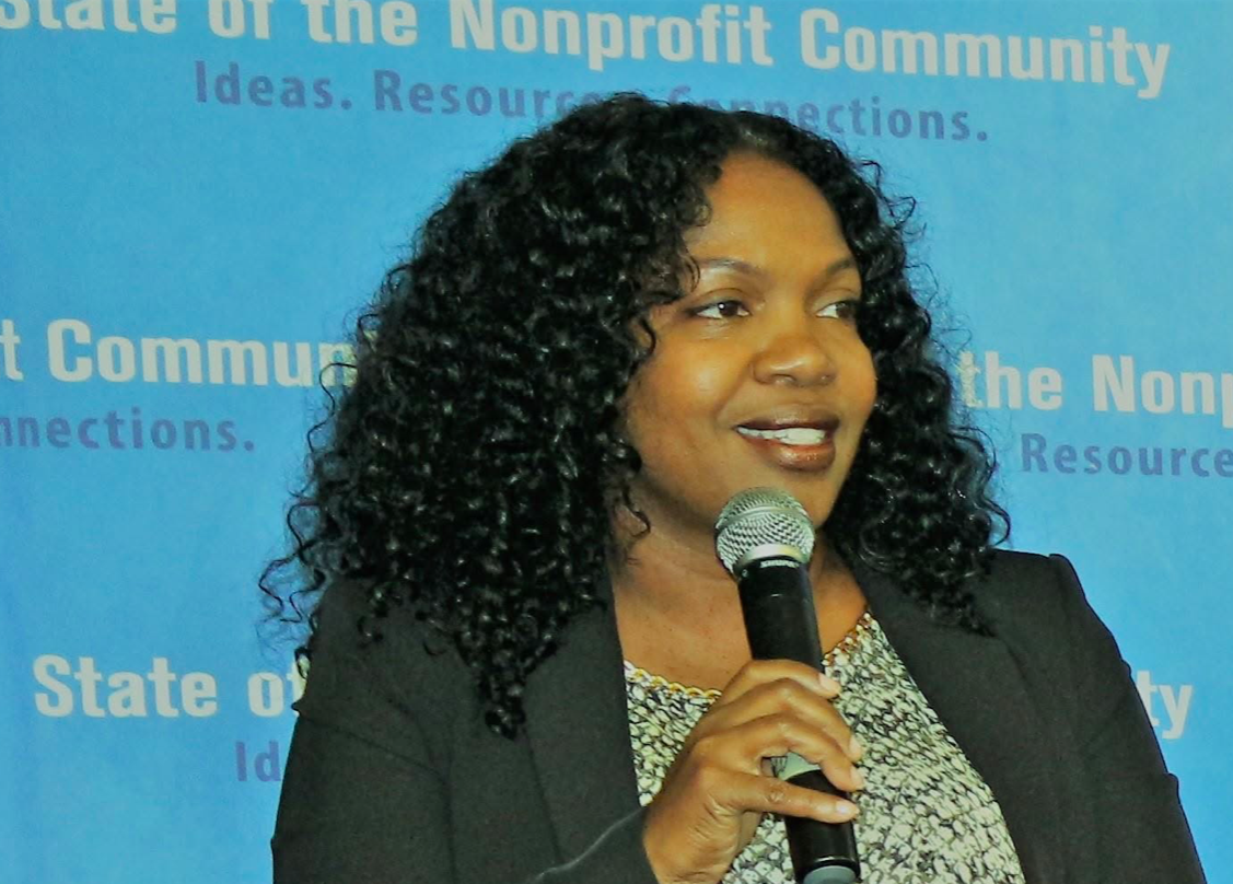 Speaker addressing the room at the State of the Nonprofit Community Summit